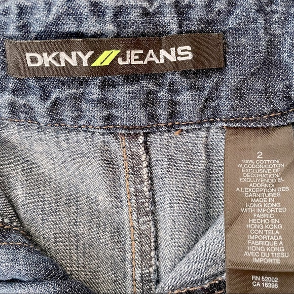 DKNY Jeans Denim Embroidered A-Line Skirt - Picture 7 of 9